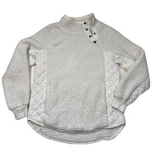 Abercrombie And Fitch Sherpa Fleece Pullover Mock Small Mens Ivory Cozy Teddy